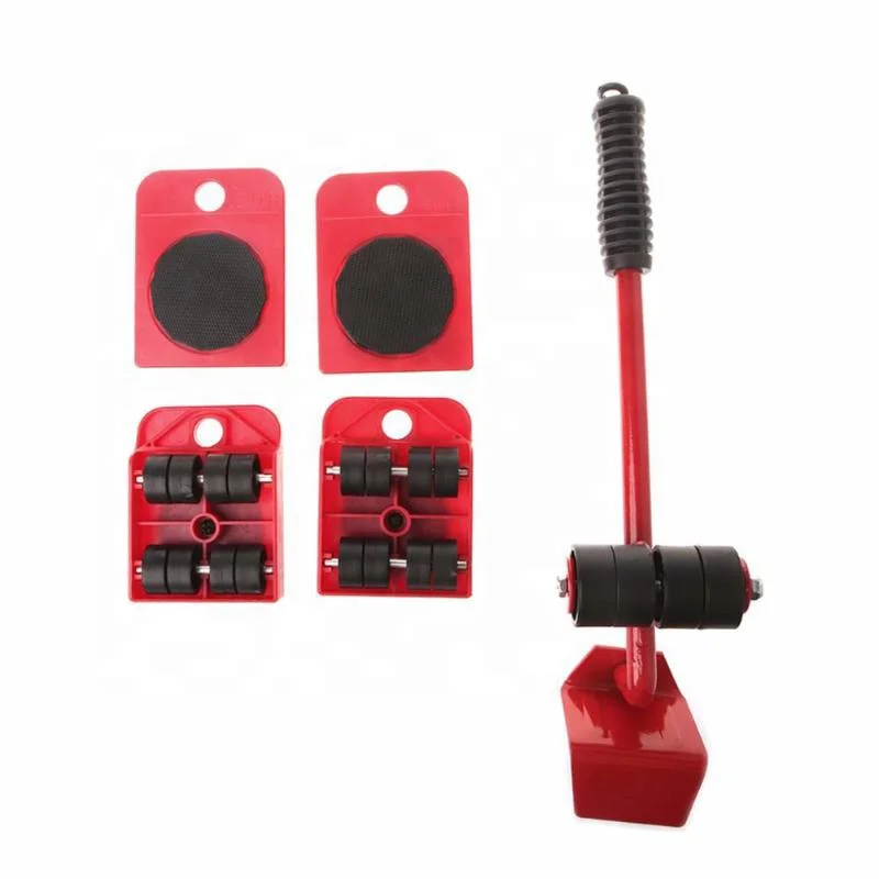 5 pcs Furniture Lifter Sliders Kit  Heavy Stuffs Moving Hand Tools Set Wheel Bar Mover Device