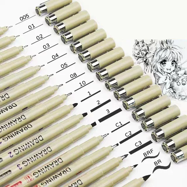 Full Range of Art Painting Tracing Pen Hook Needle Pen Fineliner Ink Pen for Hand-painted Comic Outline Stroke Drawing Sketching