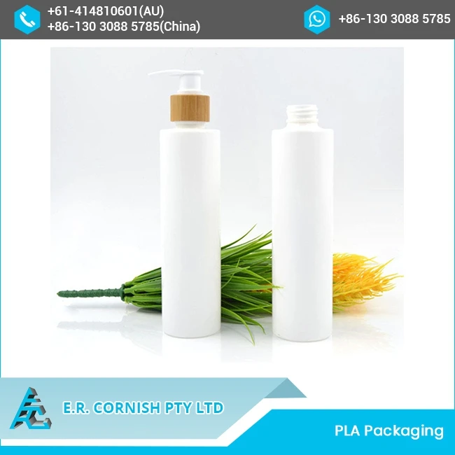 100% Biodegradable Shampoo PLA Plastic Bottle Pump Plastic Bottle With Bamboo Lid