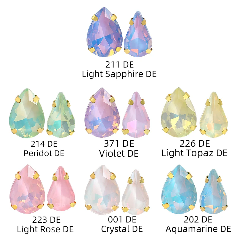 XC new design crystal drop rhinestones gems custom wholesale price teardrop loose bulk sew on stones with golden sliver claw