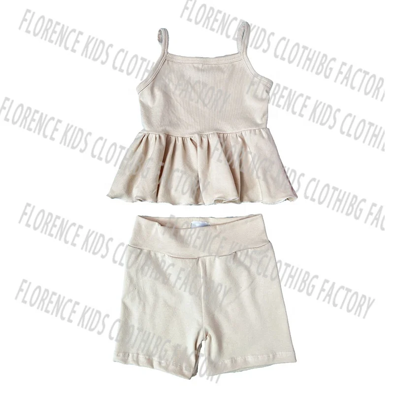 DH OEM juegos para ninos pequenos hot sale comfortable solid color girl clothing sets summer 13 years