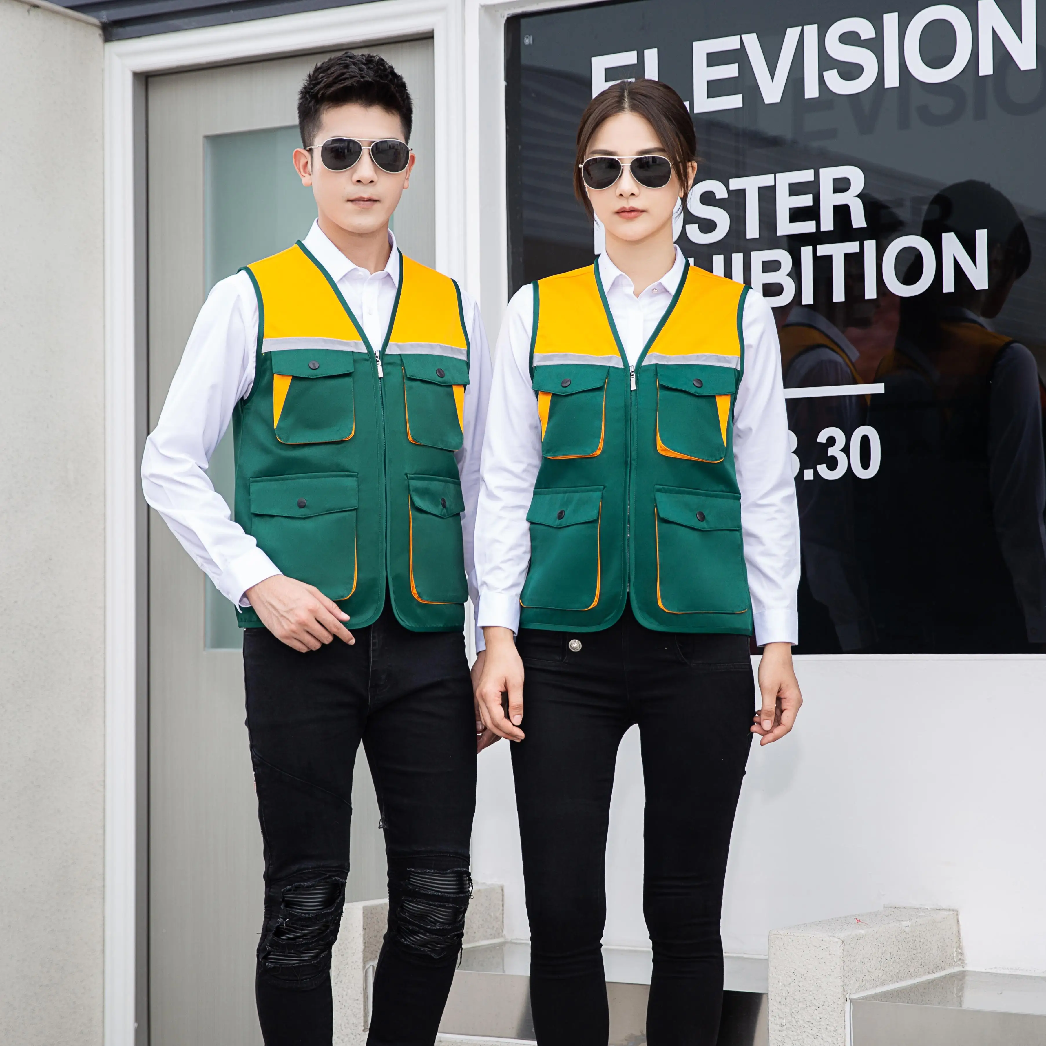 Construction Security Safety Vest High Visibility Hi Vis Work Reflective Clothin weight vest work vest