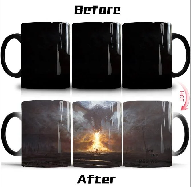  Promotional anime blanks ceramic cups with custom logo magic porcelain mug printing color change