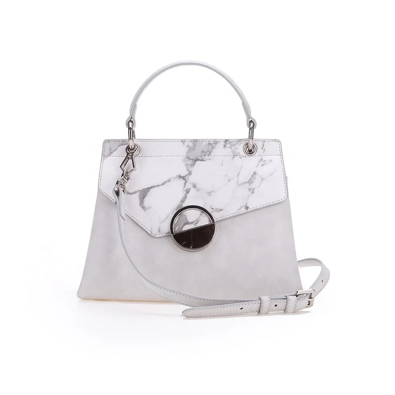 Marble Texture PU Leather Shoulder Bag Flap Elegant Ladies Top Handle Bags Women Satchels Handbags