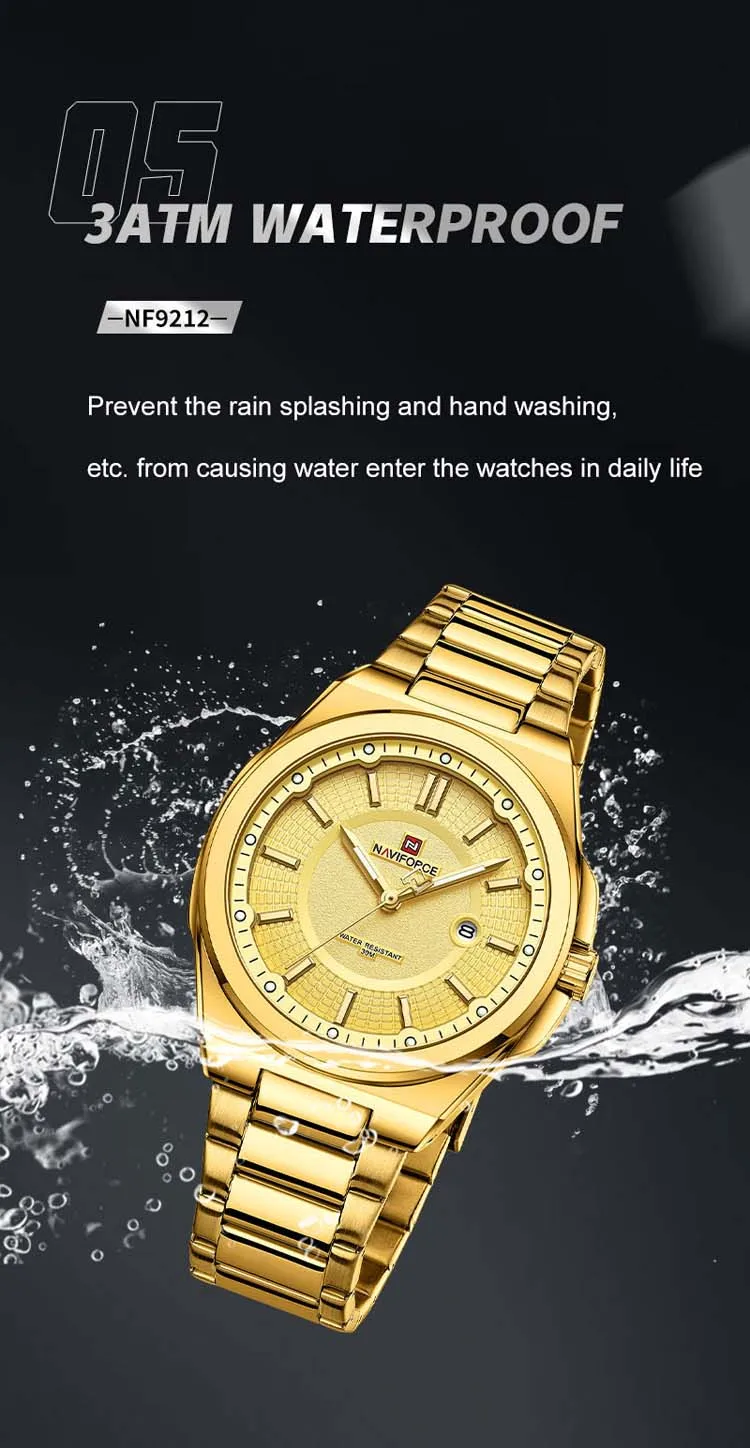 NAVIFORCE NF9212 luxury personalized man quartz watch nice Stainless steel band Luminous date display Minimalist business watch