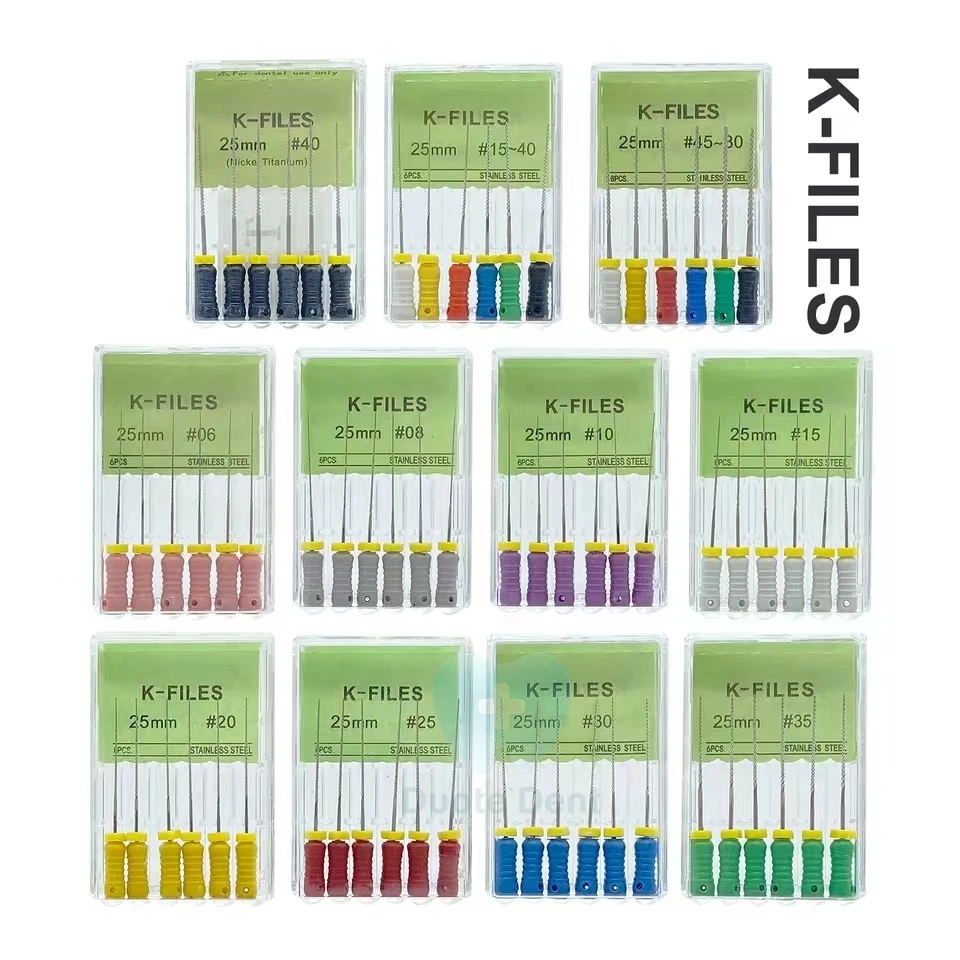 6 pcs per box Endo File Hand Use K files Manufacturer Dental Root Canal Files for endodontic