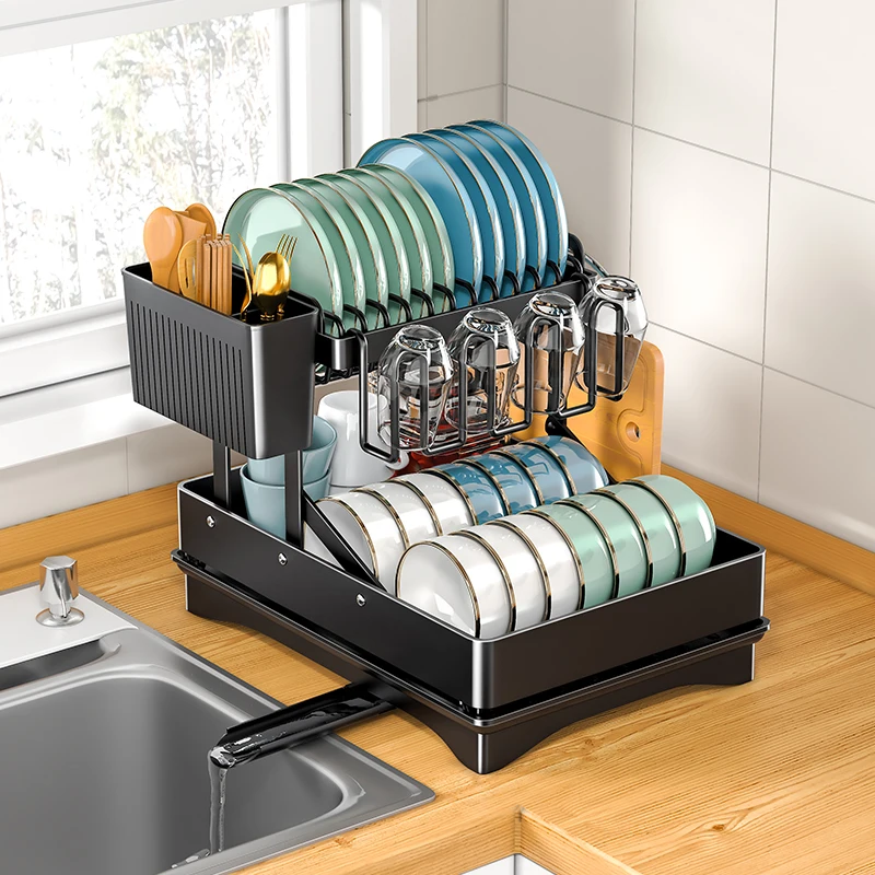 Kitchen Organization Metal Dish Drying Rack Foldable Big Dish Drying Rack for Kitchen Counter Escurridor De Platos
