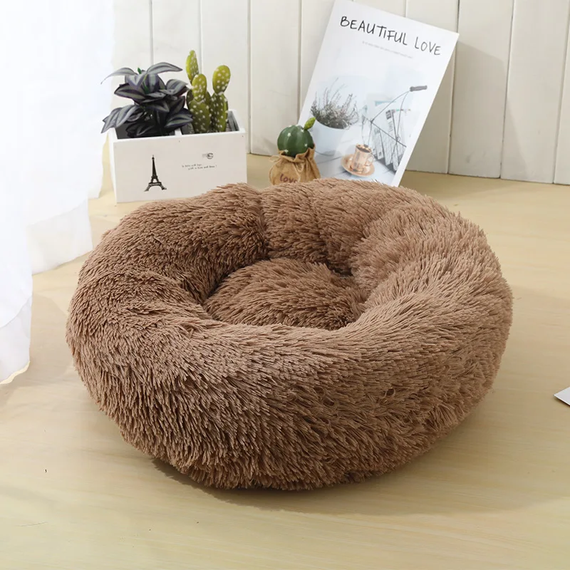 Ultra Soft Comfortable calming cat dog round Cushion Bed  multiple sizes detachable Machine Washable Donut Cuddler Round Dog Bed