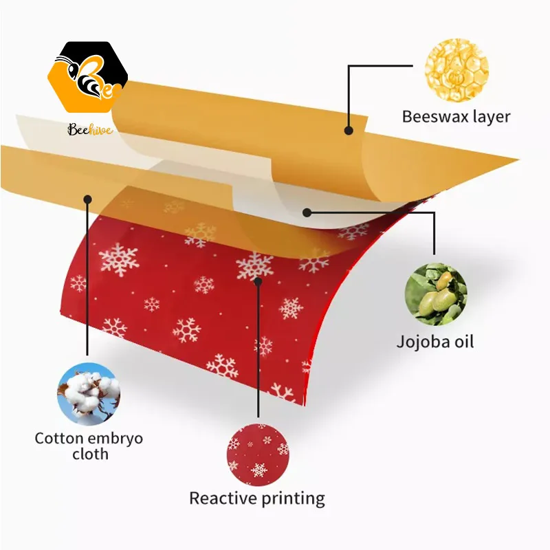 100% Organic Reusable Wax Food Wraps Eco Friendly Sustainable Zero Waste Kitchen Cover For Food To Keep Fresh Beeswax Wrap