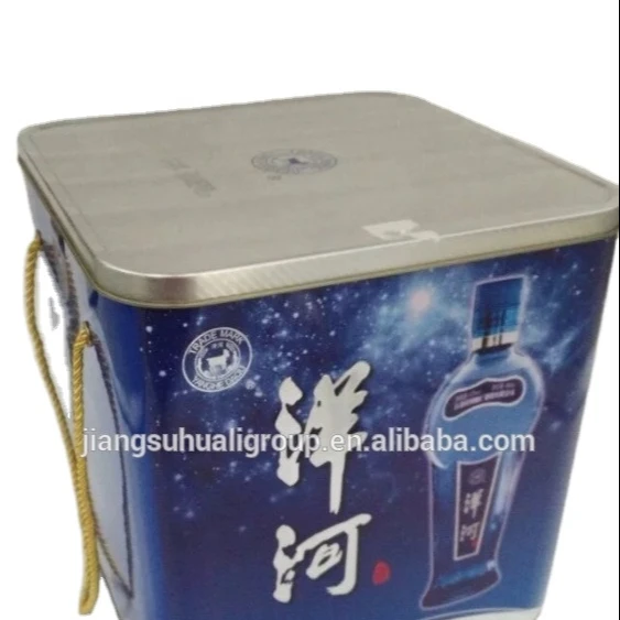 
handle wine tin box for four bottles of wine 