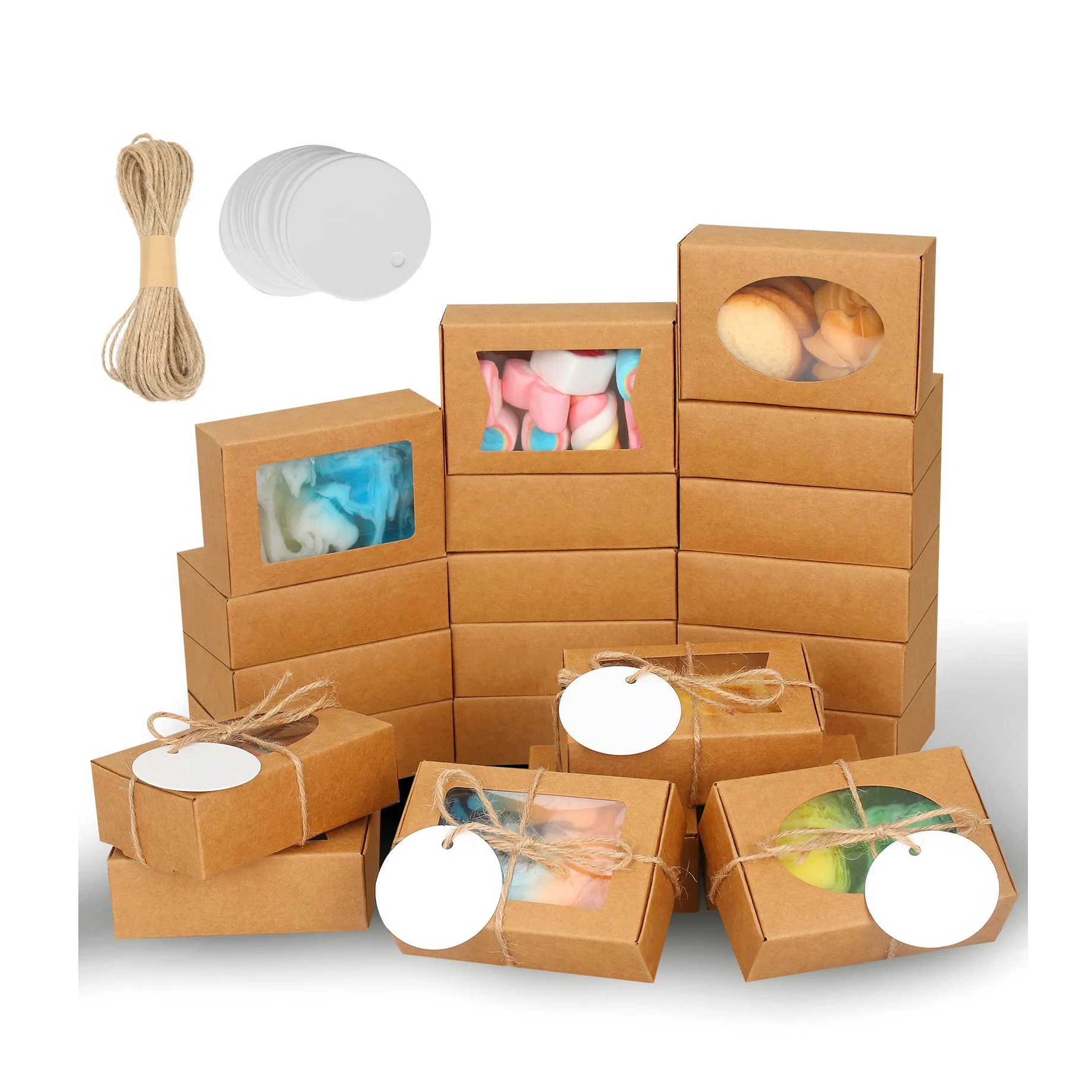 Custom Clear Windows Gift Paper Box Candy Snack Chocolate Bakery Cookies Packaging Biodegradable Homemade Soap Box For Wedding