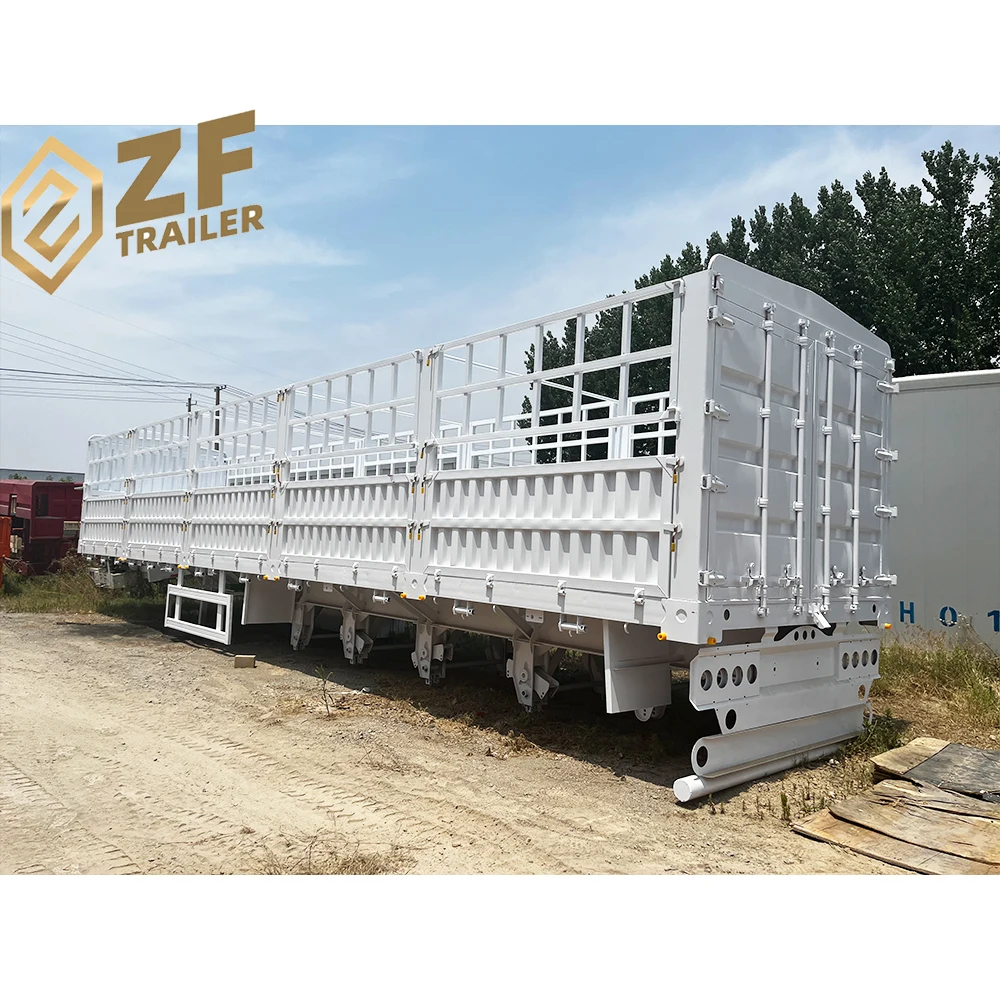 China Truck Trailer 40ft Container Transport Fence Semi Trailer Triaxle 60 Ton 50t Heavy Duty Cargo Semi Trailer for Sale