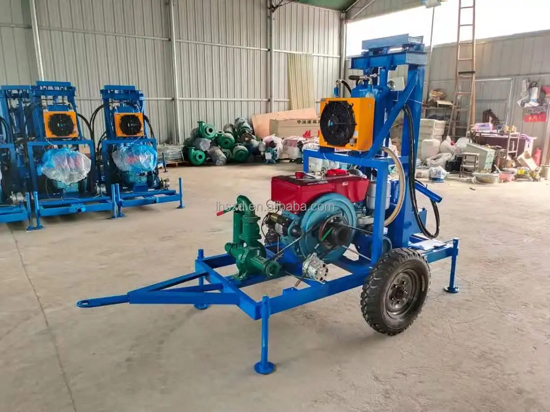 100m 22HP diesel hydraulic mine drilling rig/  small water well drilling machine