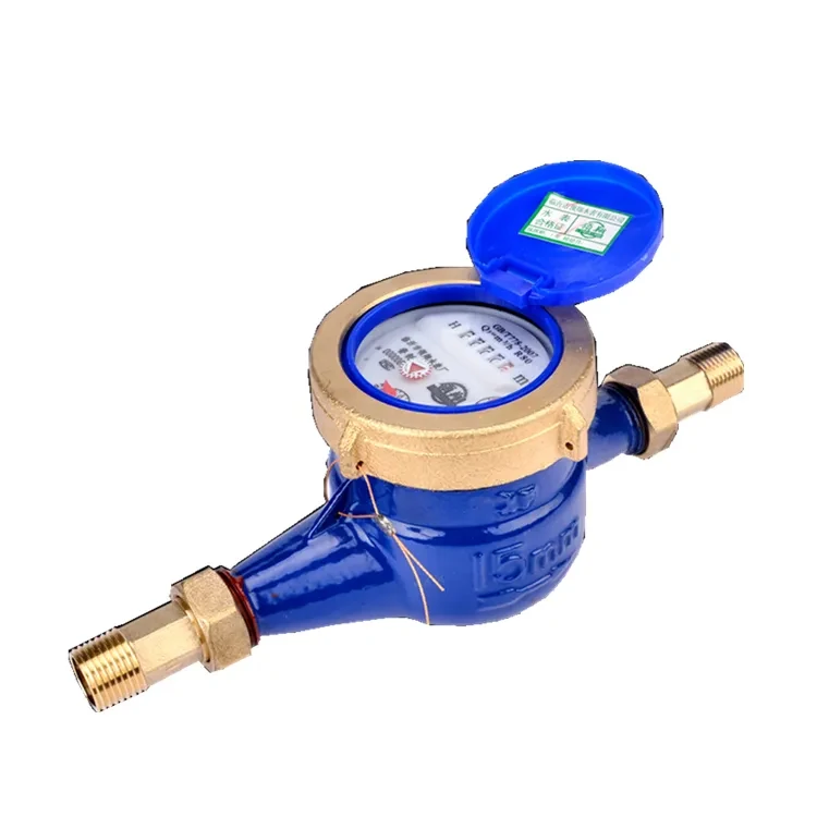 Custom 15mm Blue Color Multi Jet Dry-dial Type Anti-magnet All Copper Cold Water Meter with Pulse Output