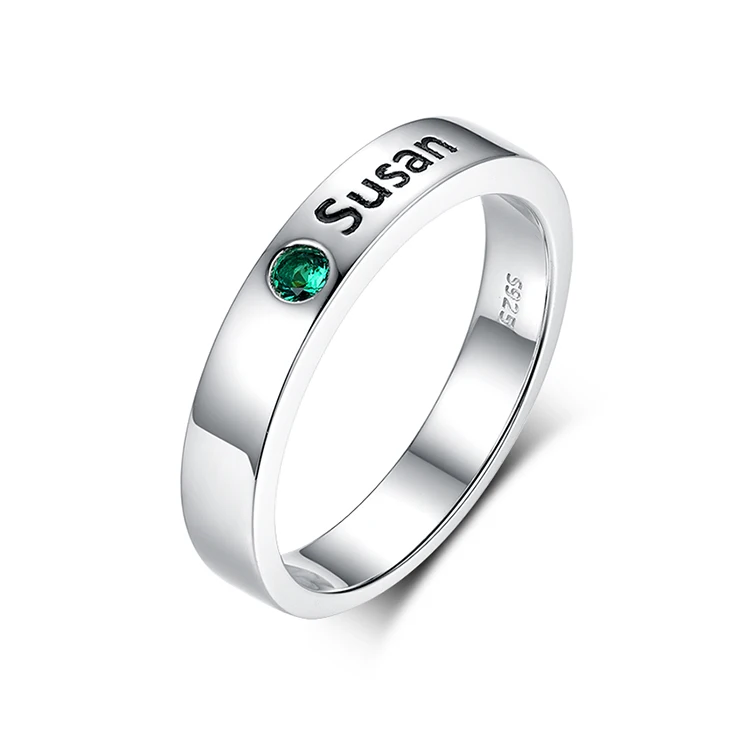 personalized name 925 sterling silver custom engraved birthstone rings