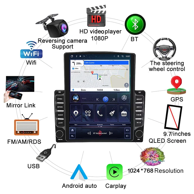 9.7 Inch Android Touch Screen Autoradio GPS Navigation Carplay Stereo Multimedia Car Radio Player For Jeep Wrangler JK 2011~2017
