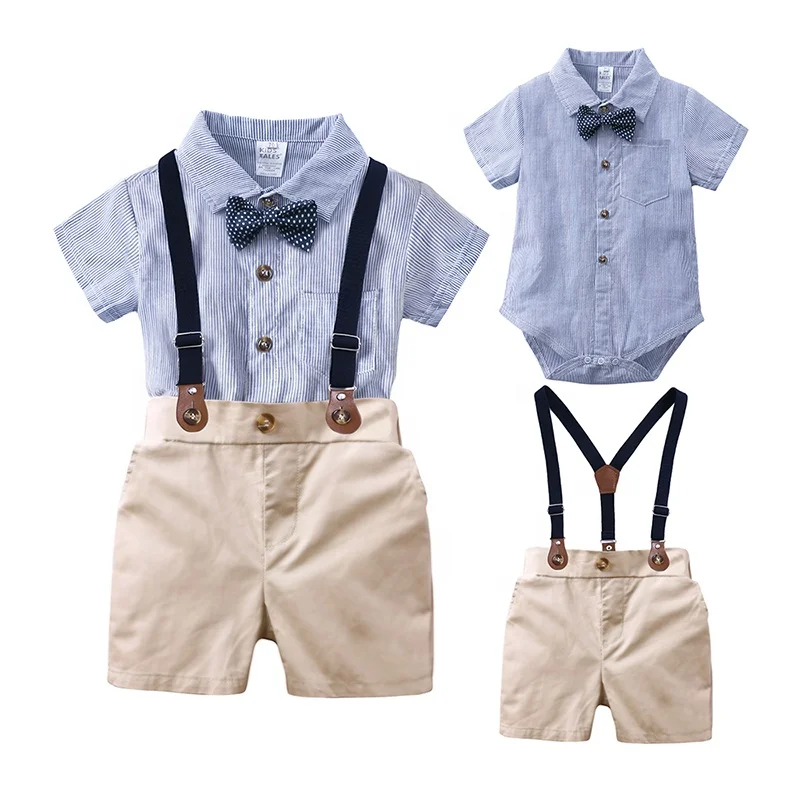 Summer infant boy shorts and romper 2 pcs new born formal overalls baby clothing baby clothes set