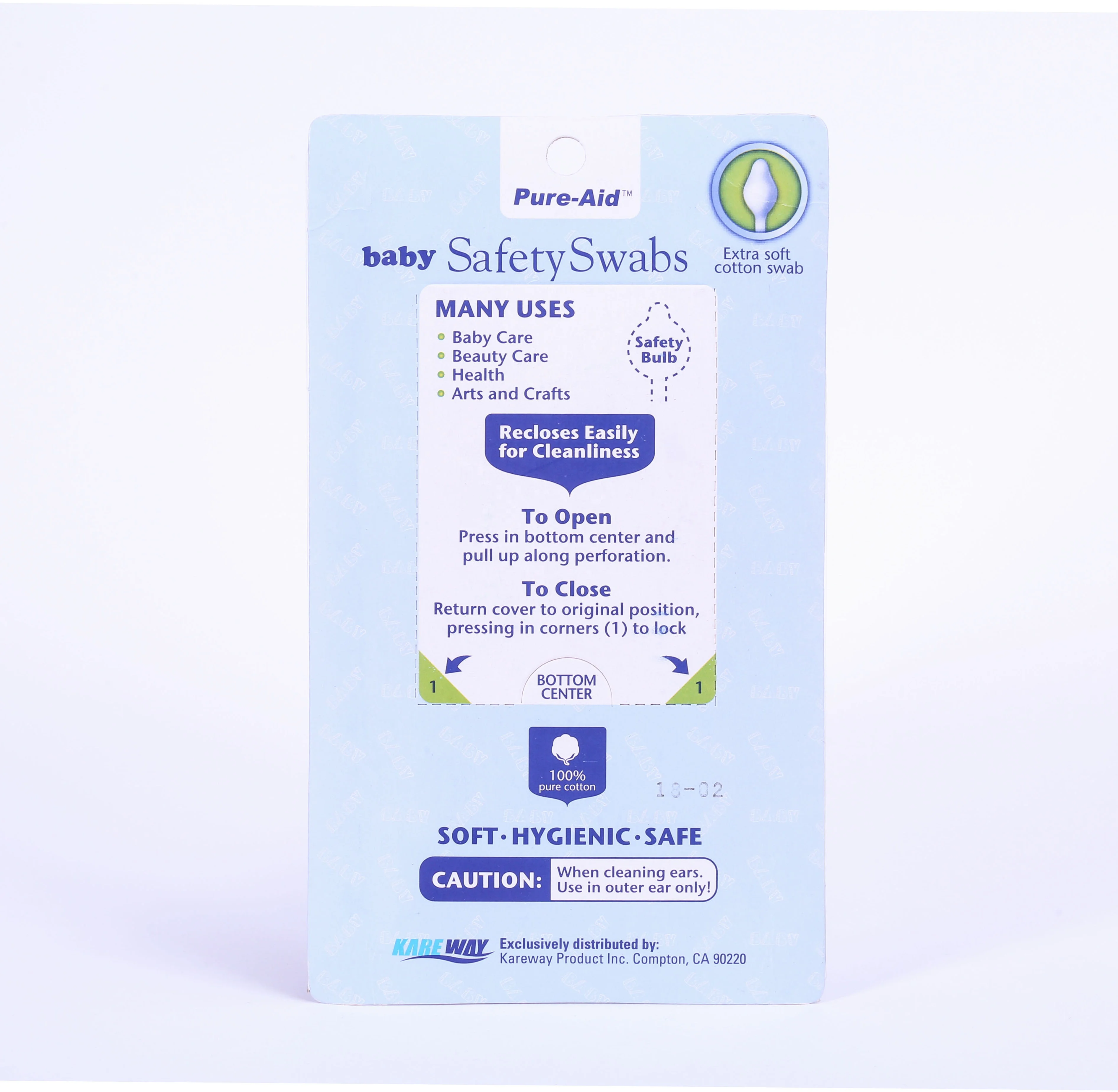 Double gourd head cotton bud plastic stick cotton swab for  baby care in Blister Card