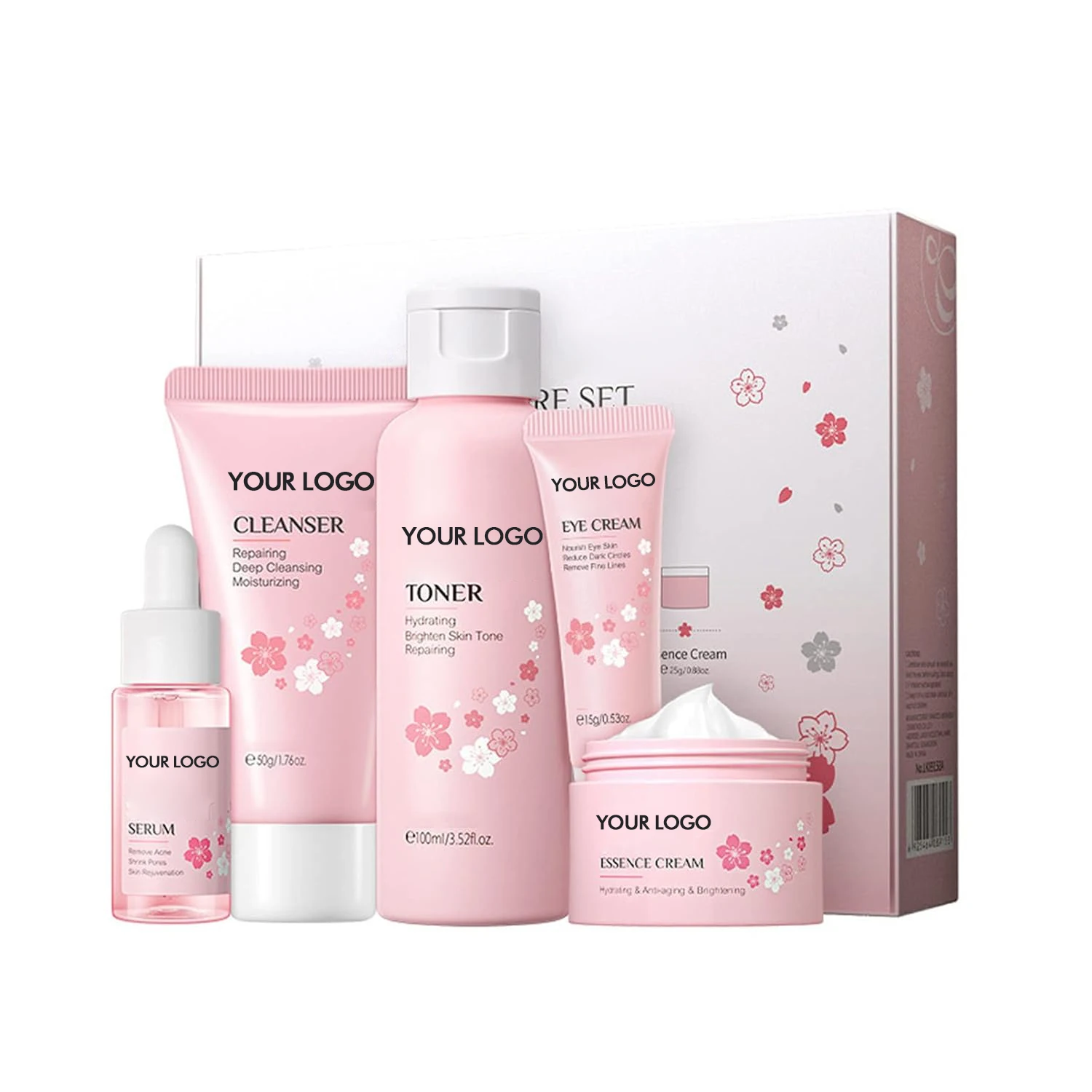 skincare product sets 5 pieces facial customize skin care product brightening skin fade skin spots anti-aging serum