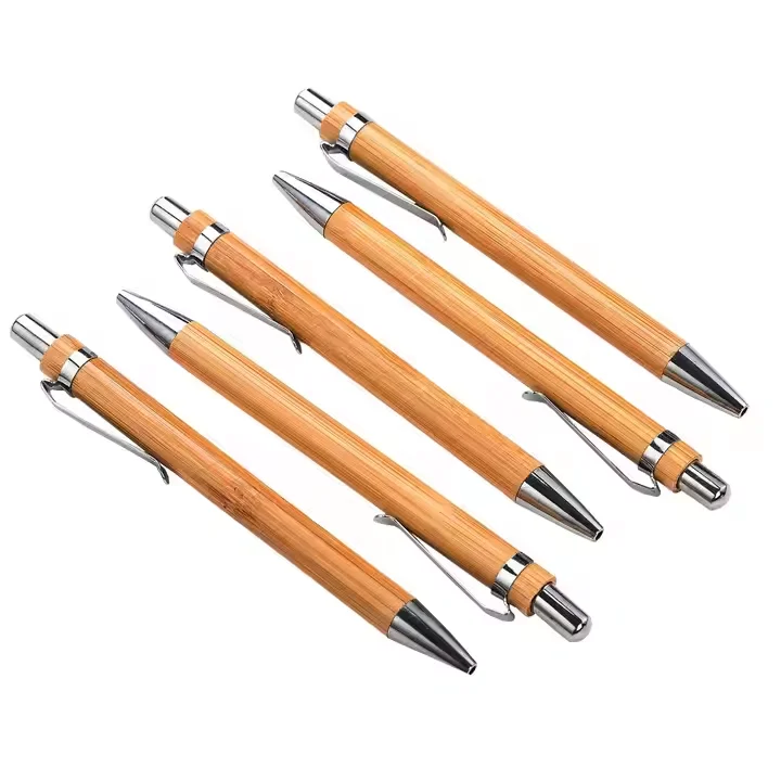 Office & School Bamboo Ballpoint Pen Engraving Wooden Bamboo Pen Eco-Friendly Pencil Gift Customized Promotional Gifts