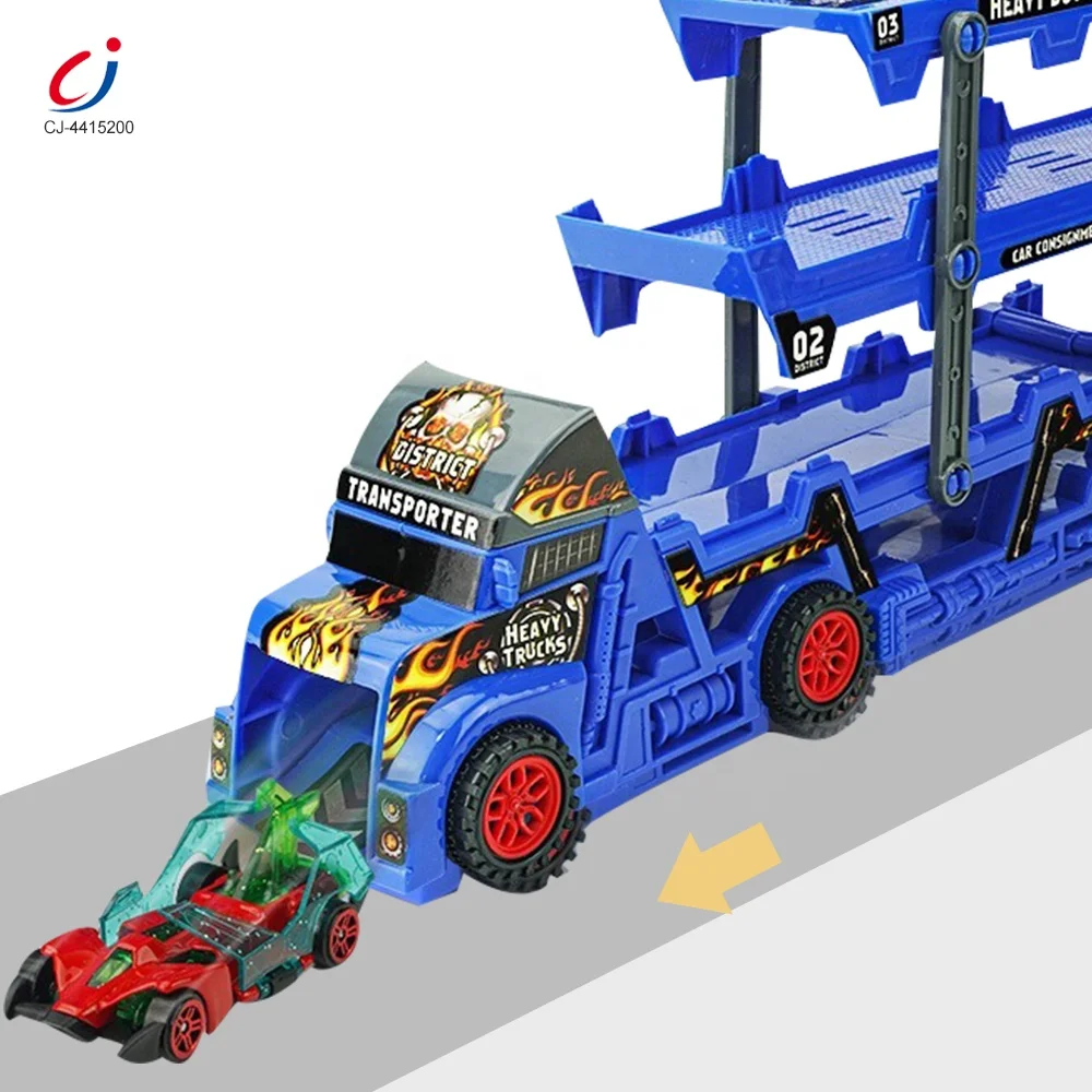 Chengji container toy metal truck toy hot sale scale three layer folding sliding catapult alloy cars pick up truck toy