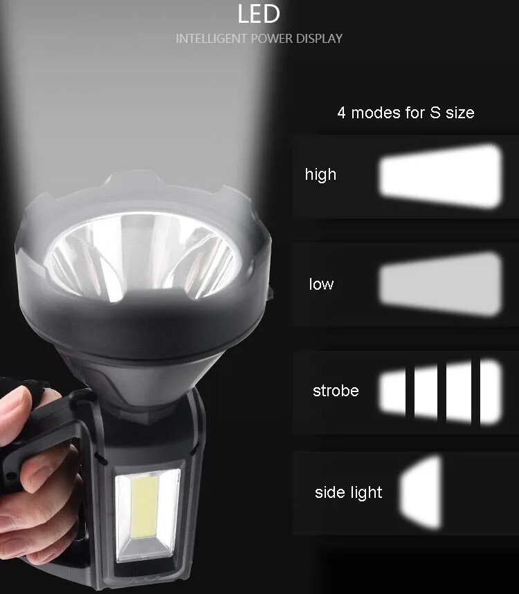 big portable solar camping emergency water explosion-proof cob led flashlight torch lamp mining hand lantern work search light