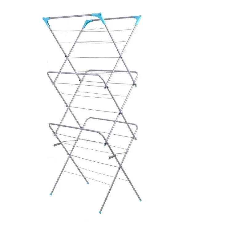 Wholesale customized  Colorful Metal Laundry Garment Dryer Stand with Two Folding Side Wings