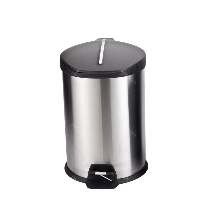 Stainless Steel Silent Cover Pedal Bucket Trash Can Round For Home Office Hotel Storage Bucket Waste Paper Garbage Bin
