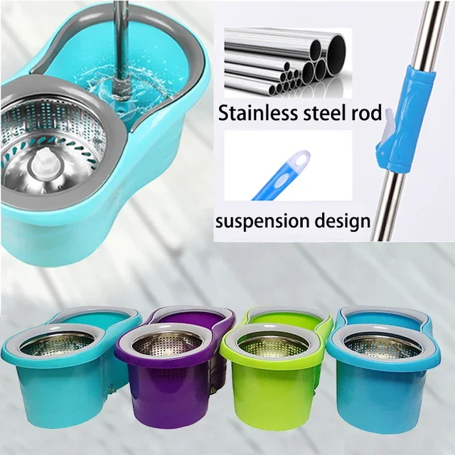 High Quality 360 Magic Mop Microfiber Rotating Cleaning Dry Wet Spin Flat Mop Bucket with wringer
