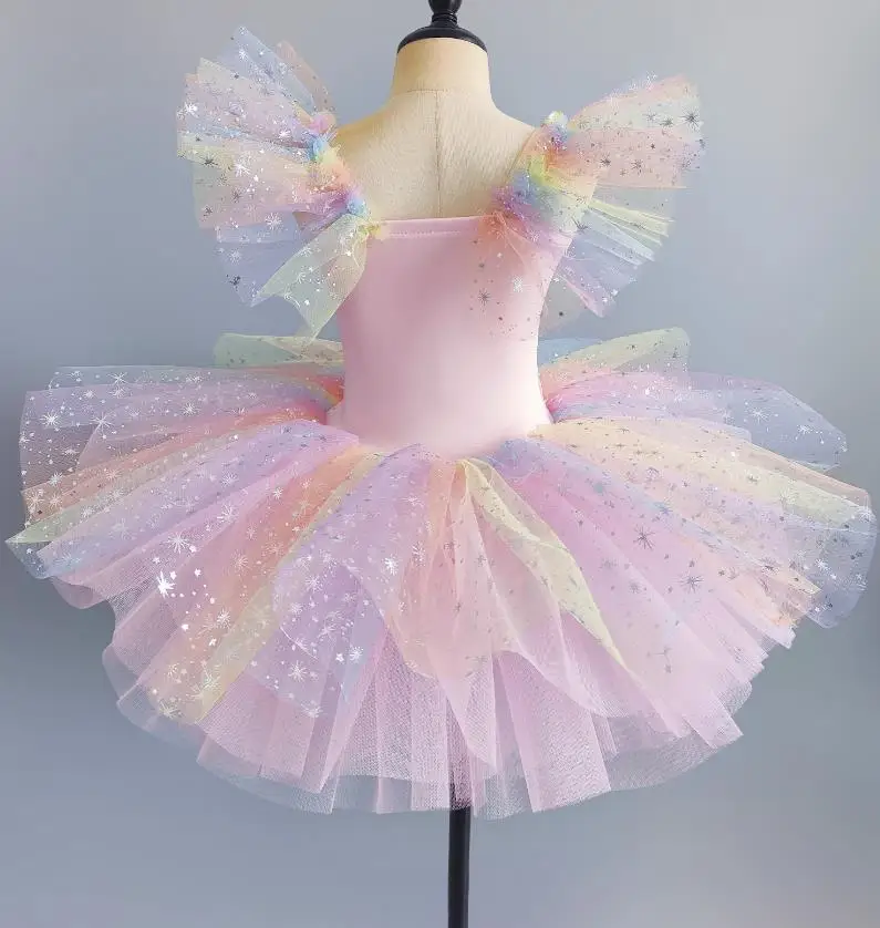 New Design Young Child Professional Ballet Cygnet Dress Tutu Dance Performance Gauze Skirts