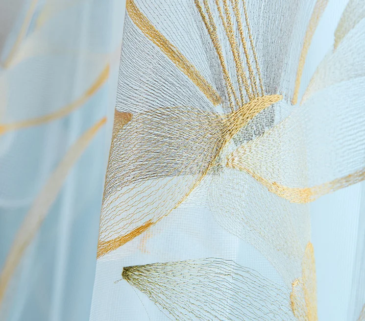 Luxury style embroidered blackout curtains embroidery window sheer simple modern style curtains for the living room