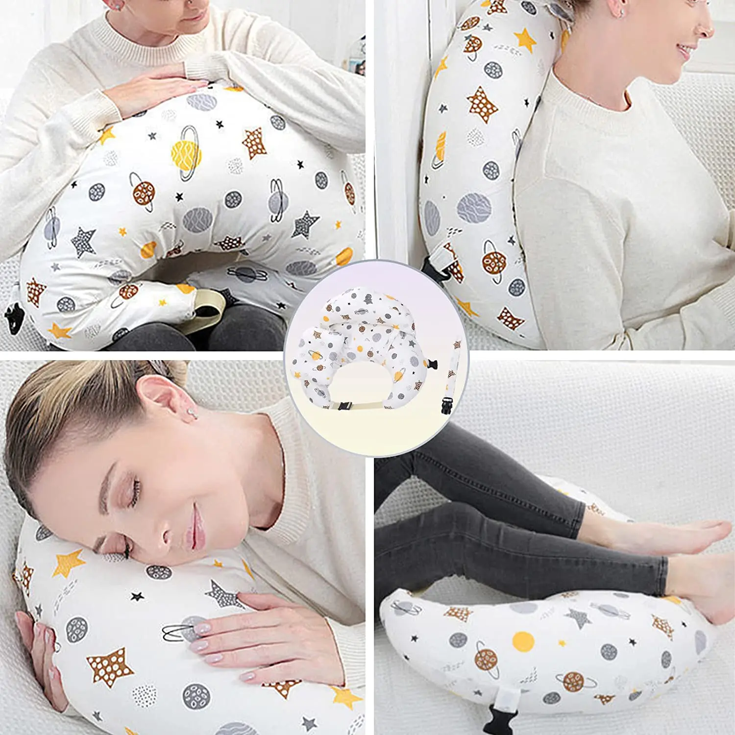 High Quality Baby Products  2 In 1 Nursing Pillow With Adjusting Rope Cartoon Design Soft Auxiliary Mom Breastfeeding Pillow