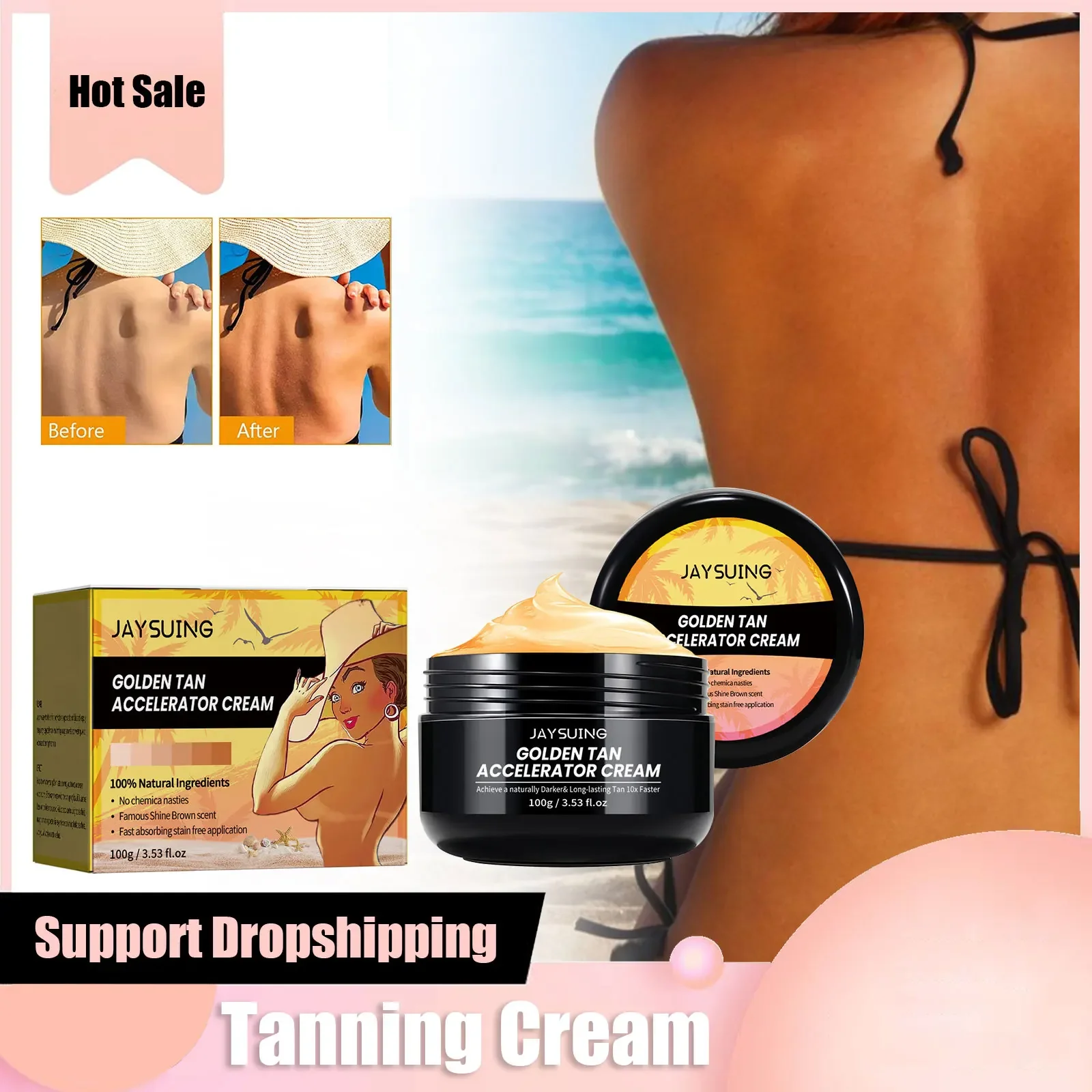 JIE Summer Body Tanning Cream Long Lasting Bronzer Tan Nourishing Sunbeds Sunless Booster Outdoor Beach Self-tanning body Lotion