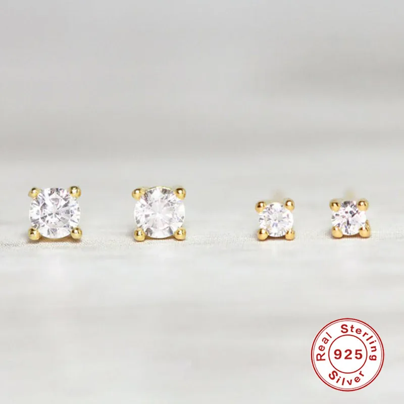 2024 New stylish 18k gold-plated sterling silver stud earrings with diamonds