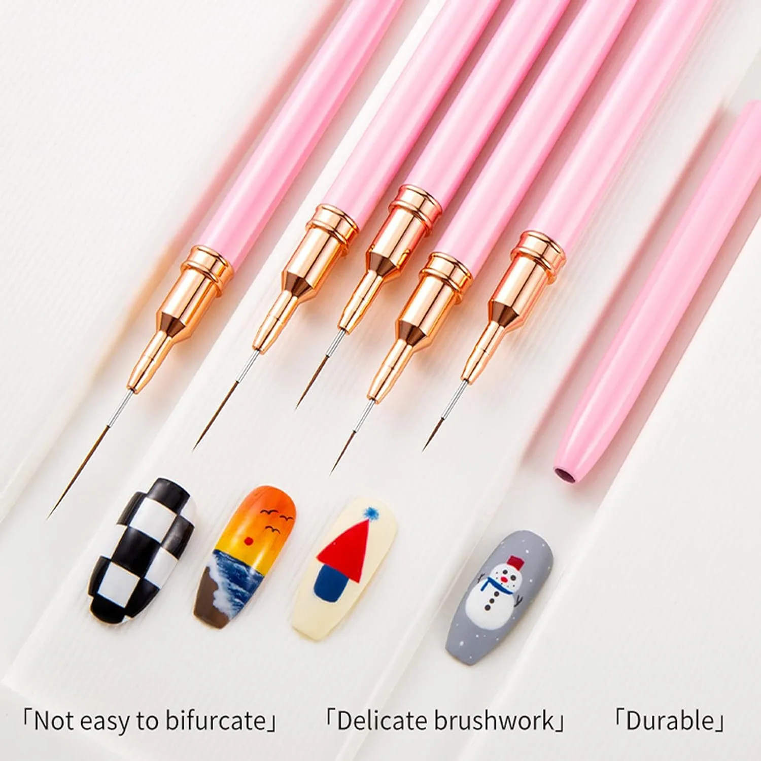 5pcs/set Nail Art Drawing Liner Pen Brushes Set for Acrylic Powder, Nail Extension & 3D Nail Carving for Beginner & Professional