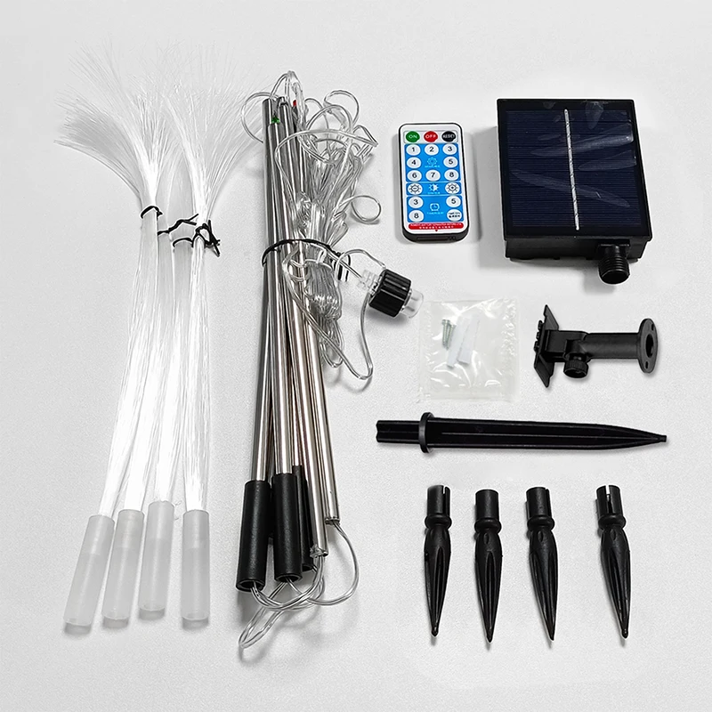 4 In 1 Outdoor Solar Led Fiber Optic Flower Jellyfish Light Led Fiber Optic Lights Decoration Lamp For Garden