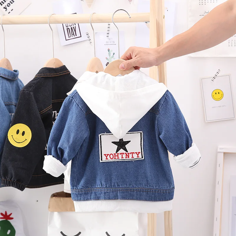 Hao Baby Autumn Spring Jeans New Hooded Western Style Shirt Boy Handsome Jacket For Boys