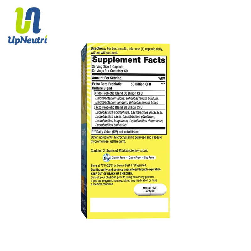 OEM/ODM Private Label Probiotics 50 Billion CFU 12 Strains Men and Women Gluten Dairy and Soy Free 60 probiotics capsules