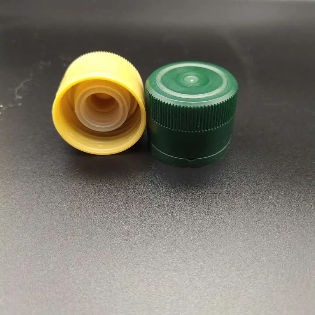 Gold Tamper evident plastic screw cap with internal pourer 31.5mm x 24mm