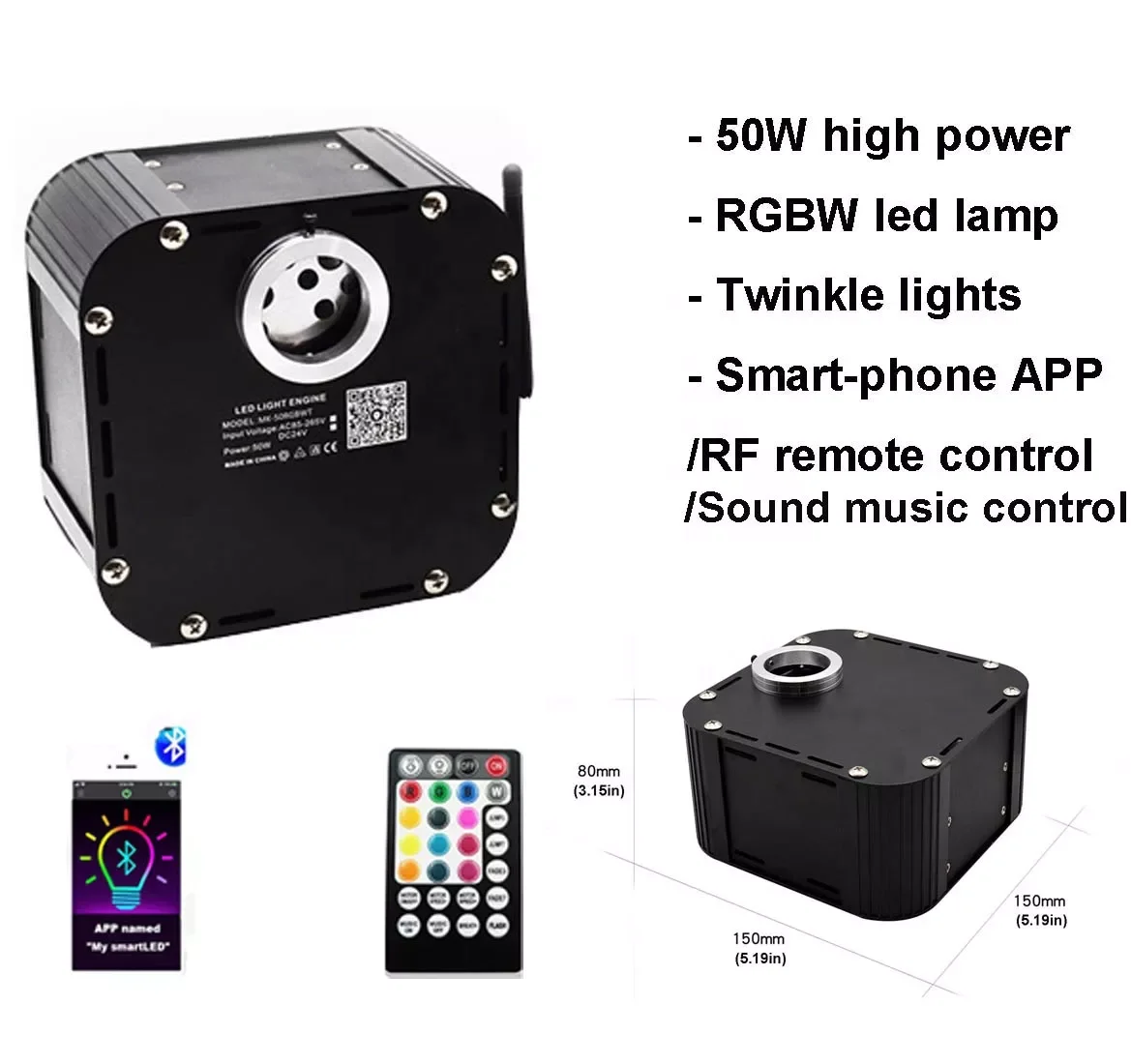 50W motor twinkle starlight headliner lights 50w fiber optic RGBW LED star light engine