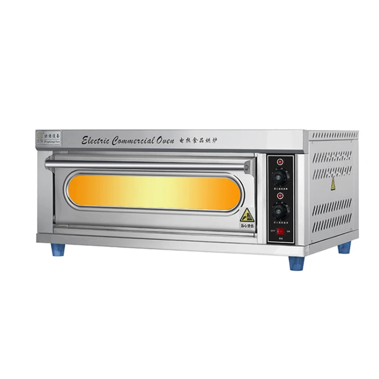220V Commercial Pizza Baking Equipment with Knob Temperature controller 1 Layer Stainless Steel Stone Electric Oven
