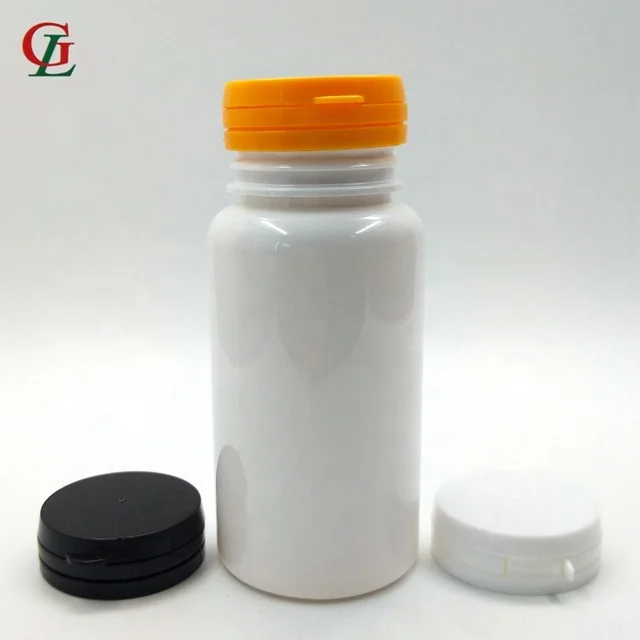 High quality PET 150cc pill container white empty capsule bottle tamper proof cap bottle health care supplement bottle