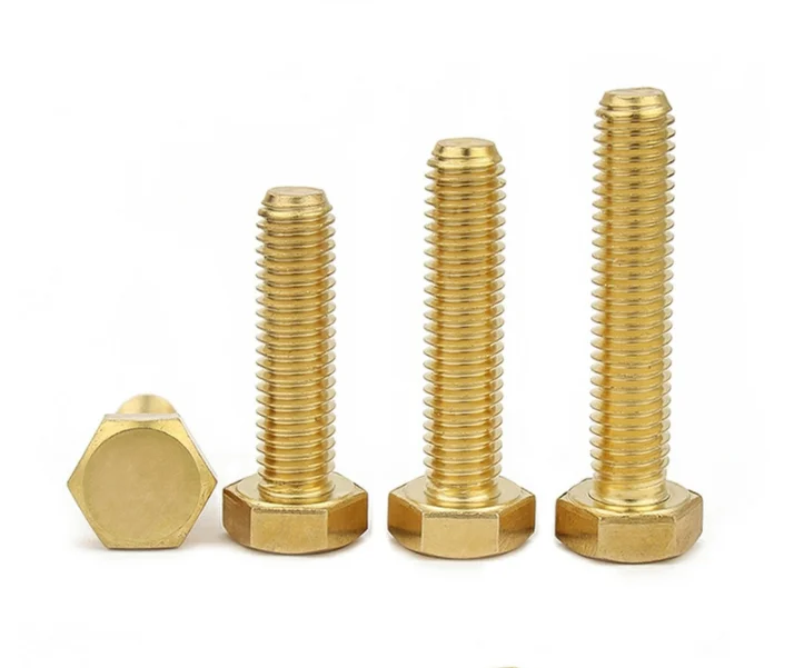 Din933 Copper Screw Copper Hexagon Bolt Brass Outer Hexagon Screw Copper Screw