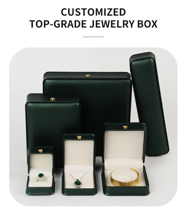 Custom Logo Wholesale Luxury Women Engagement Button Bangle Cajas Pendant Black Ring Pu Leather Packaging Jewellery Jewelry Box