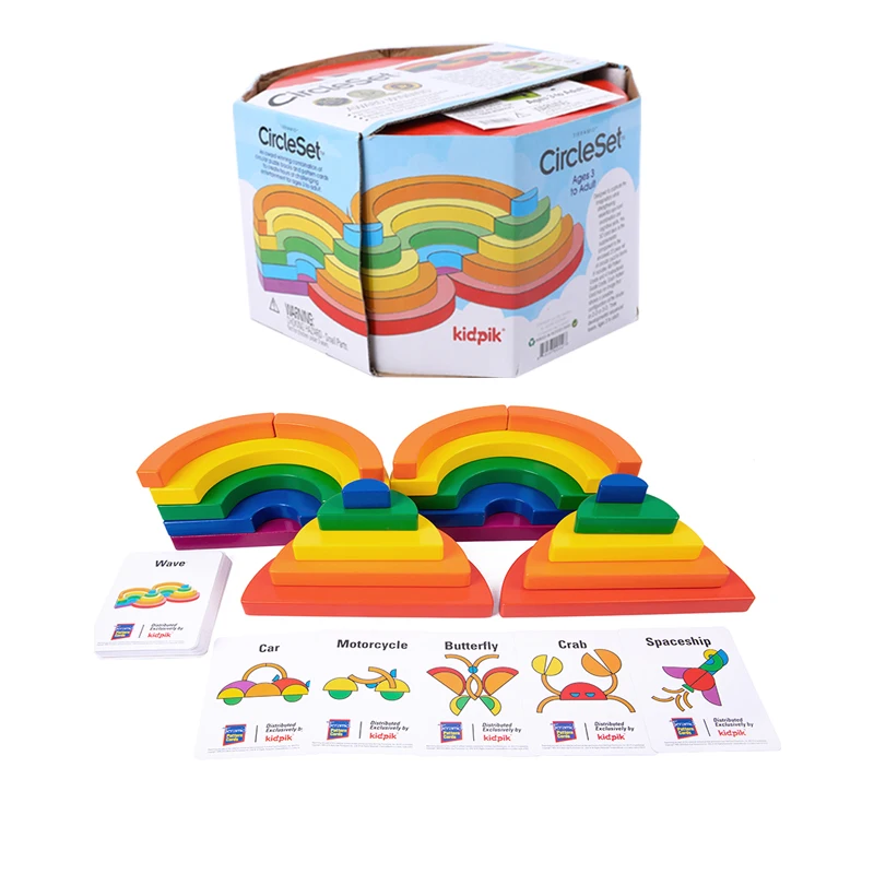 Montessori Popular Early Education puzzle Kidpik Wholesale Toys Scene Game Tieramid Rainbow Wood Block Educ Kids Wooden Toys