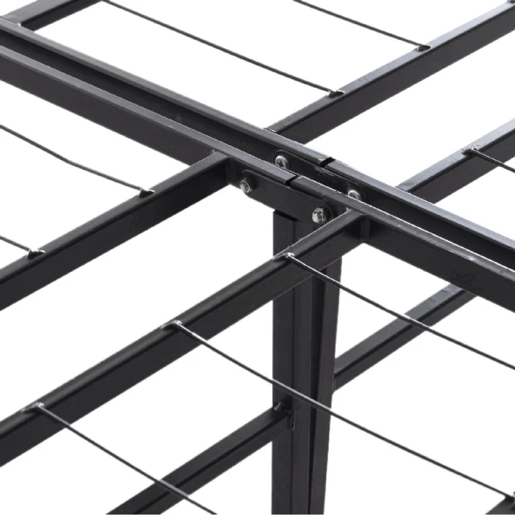 JSC-32 Super Queen King Size Folding Black Bed Frame Modern Full Size Easy Assembly Mattress Foundation Bed Frame