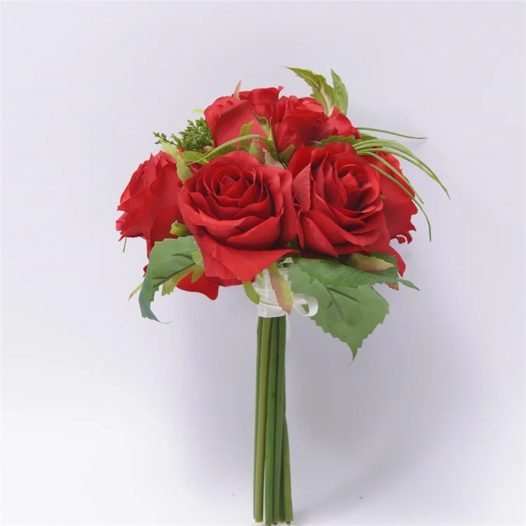 China Artificial  Peony  Flowers Bridal Bouquet 9 Heads Gerbera Silk Flower Bunch For Wedding