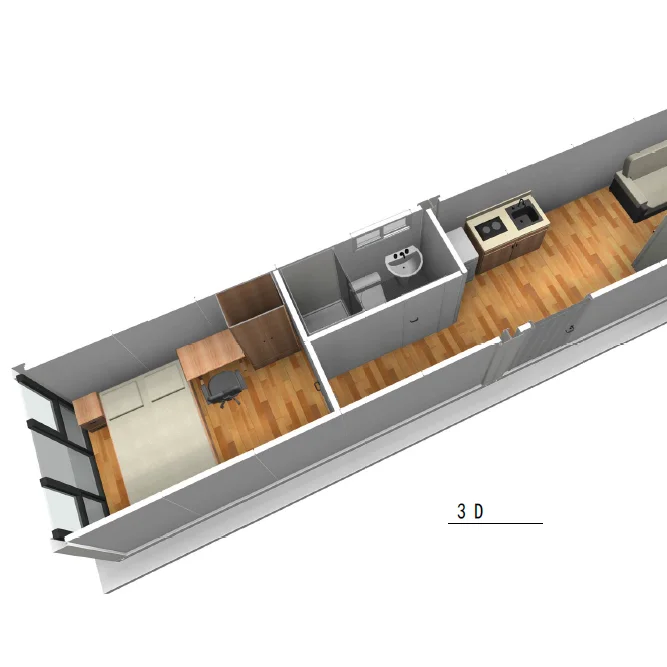 40ft luxury flat pack container house with wood cladding, including electrical and plumbing