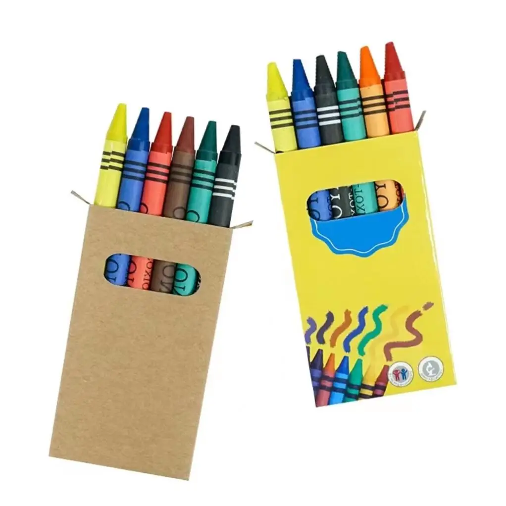 Wholesale Custom Logo Beeswax Non-Toxic Crayons Set for Kids 4 Pack 6 Pack Wax Crayon with Custom Printing Box Unisex