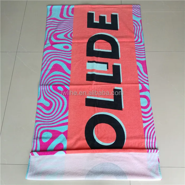 Wholesale  promotional Quick Dry Sand Free Digital Photo Printed Cotton Custom pink Beach Towel With Logo